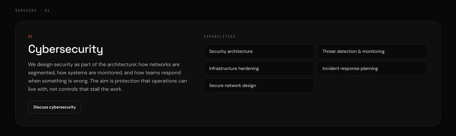 The cybersecurity practice page
